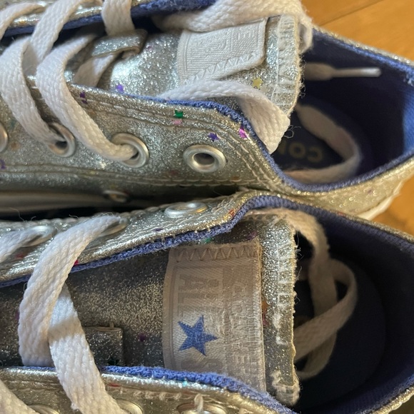 Girls Converse Sneakers with Shimmer Colored Stars EUC US 12 - Picture 6 of 15